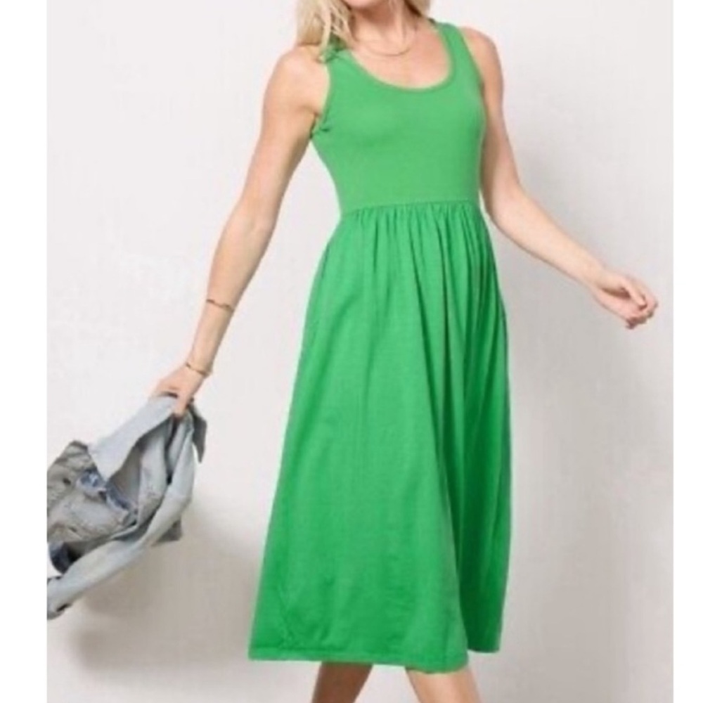 Sundry Mixed Media Tank MIDI Dress in Green